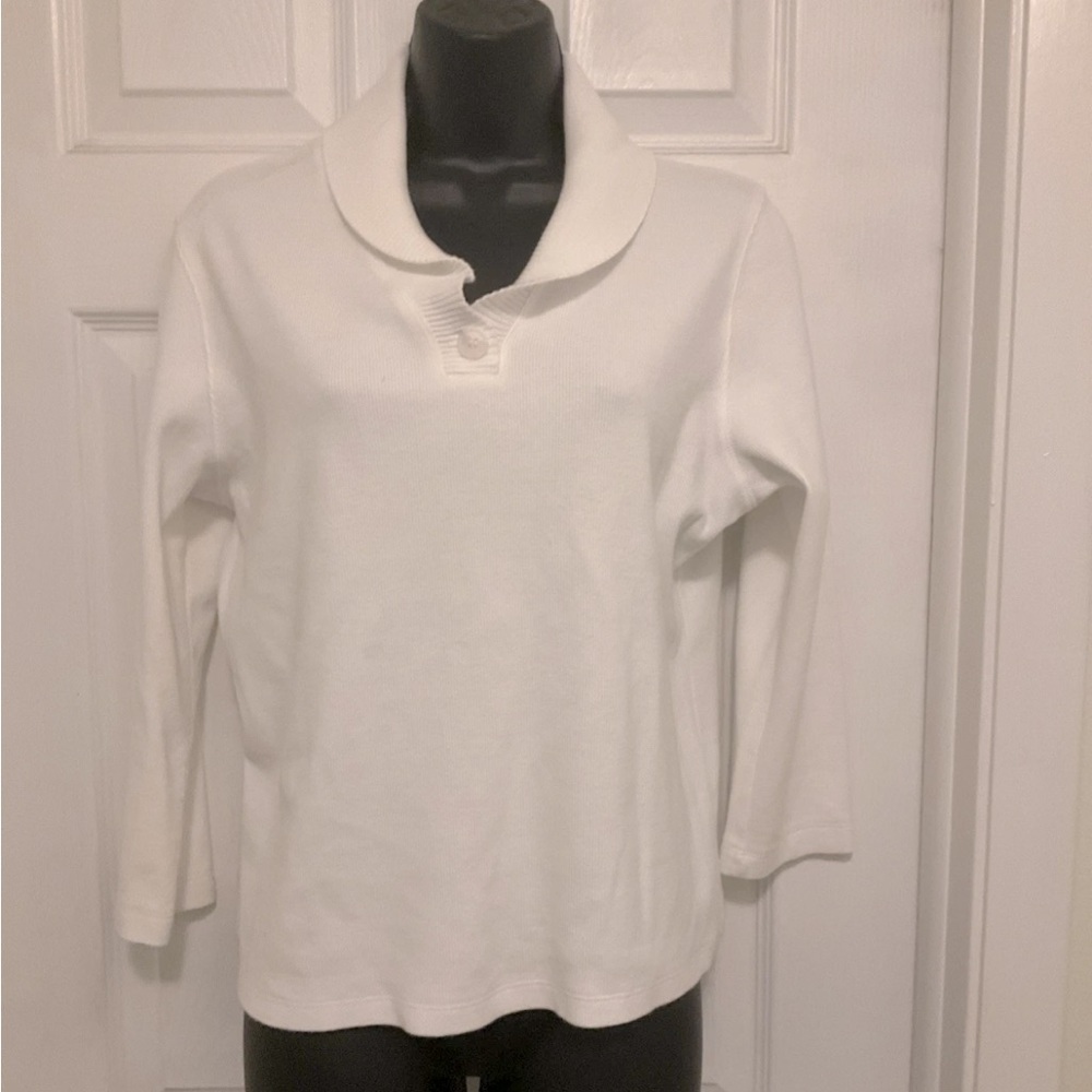 RAFAELLA‎ Women’s White Pullover Collared Sweater Size Large